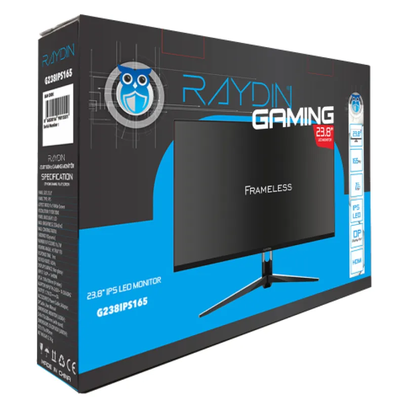 23.8 RAYDIN G238IPS165 FHD 1MS 165HZ HDMI DP IPS LED GAMING MONITOR