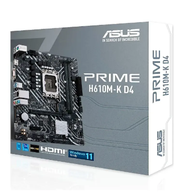 ASUS PRIME H610M-K D4 ARGB INTEL 1700p DDR4 3200 DP HDMI M2 USB3.2 mATX