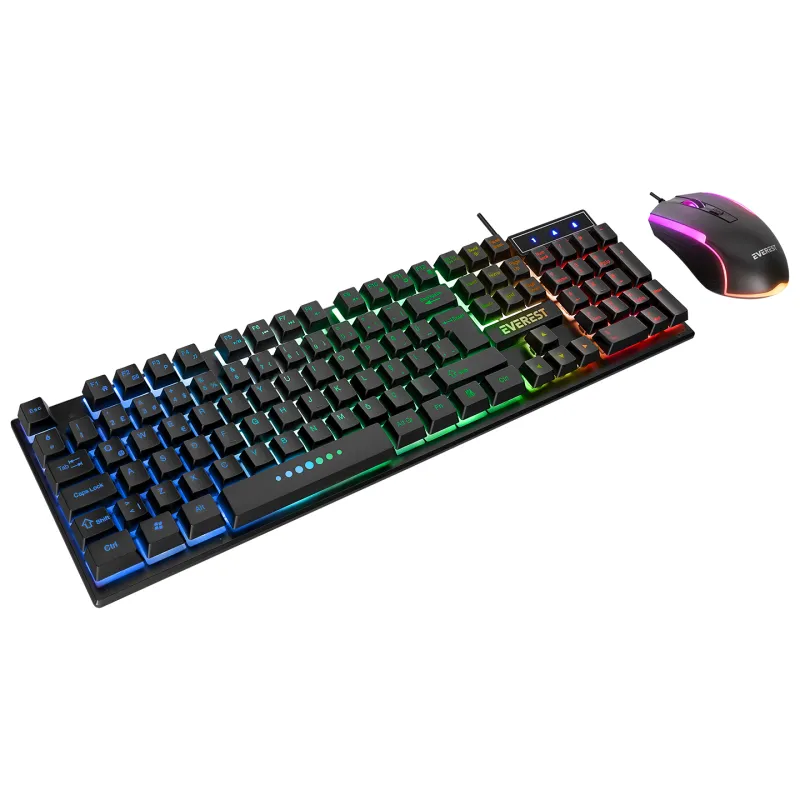 EVEREST KM-198 Luminax Siyah Gökkuşağı Aydınlatmalı Q Gaming Oyuncu Klavye+Mouse Set