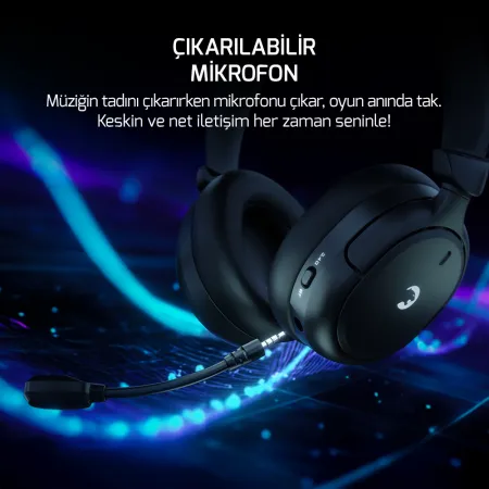 GAMEPOWER Aero Ultra Siyah Triple Mode (Kablosuz/Bluetooth/2.4G) Gaming (Oyuncu) Kulaklık
