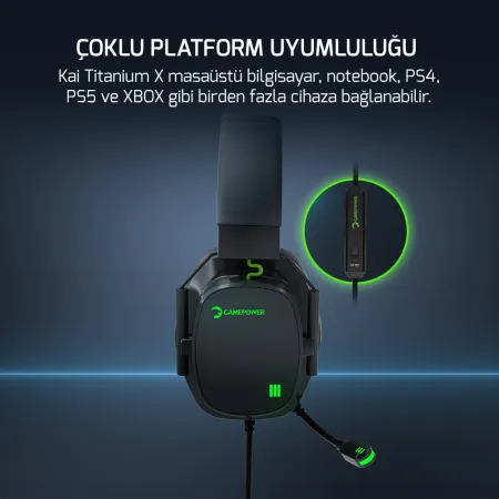 GAMEPOWER KAI TITANIUM X SİYAH MANYETIK PAD GAMING KULAKLIK