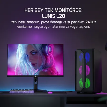 GAMEPOWER LUNIS L20 24" PIVOT 0.5MS 240Hz VA FHD GAMING MONITOR