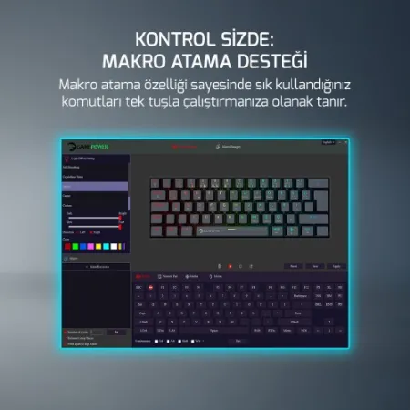GAMEPOWER LYRA RGB 60M KLAVYE MEKANIK BLUE SWITCH SİYAH