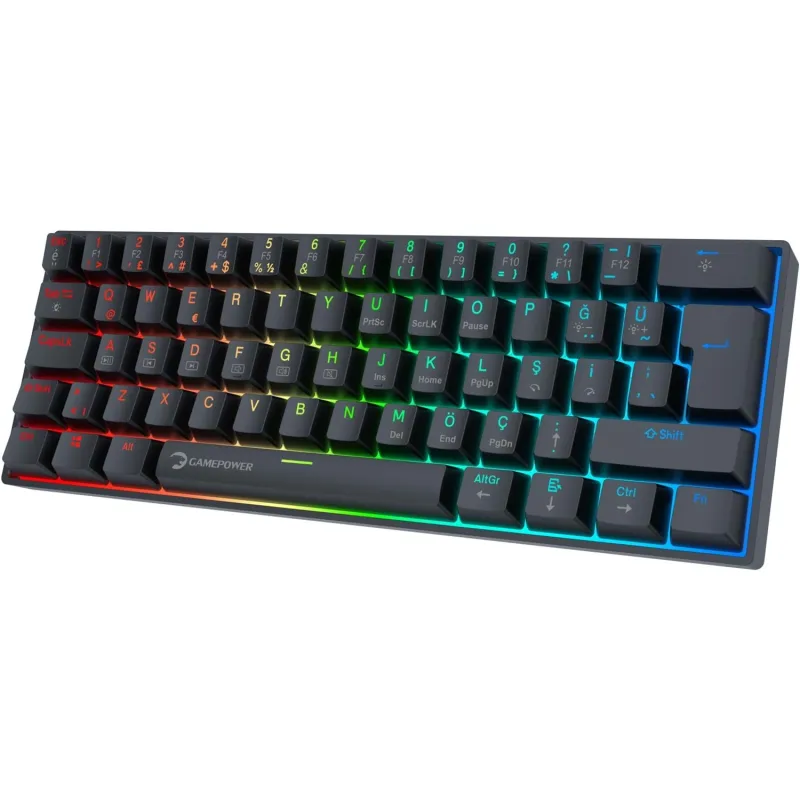GAMEPOWER LYRA RGB 60M KLAVYE MEKANIK BLUE SWITCH SİYAH