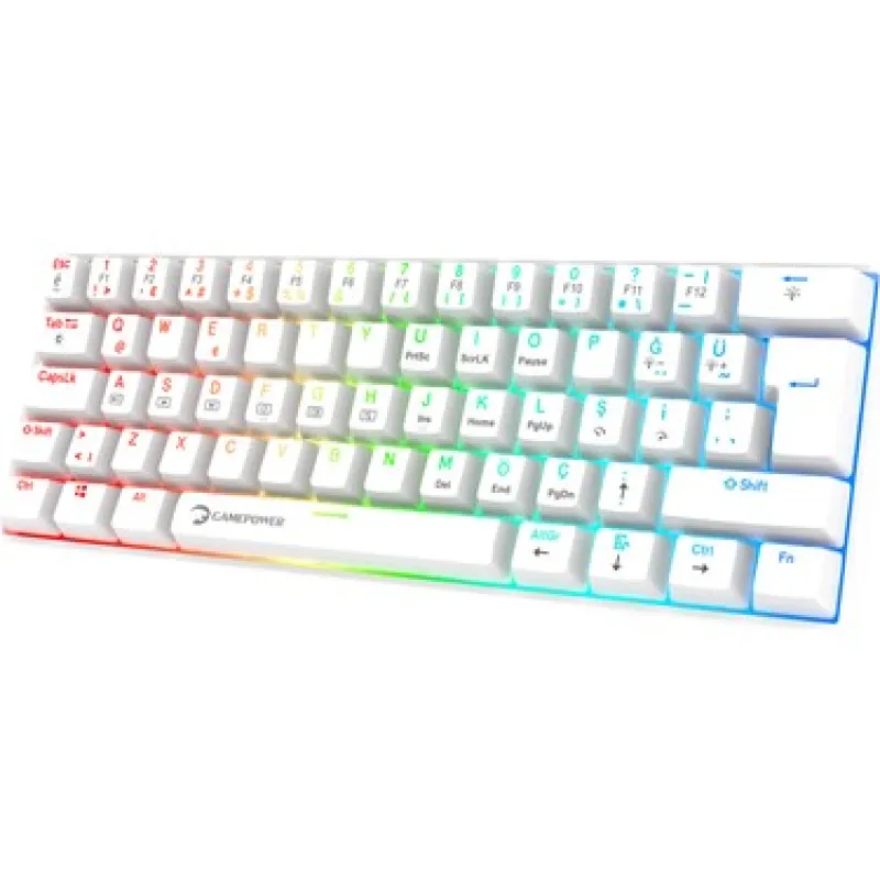 GAMEPOWER LYRA RGB 60M MEKANIK BLUE SWITCH GAMING OYUNCU KLAVYE BEYAZ