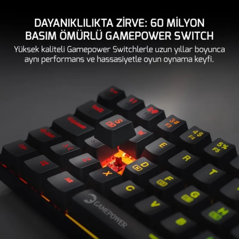 GAMEPOWER Lyra RGB 60M Mekanik Red Switch Gaming Oyuncu Klavye