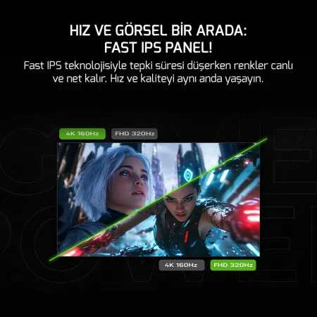 GAMEPOWER Rapid Dual 27¨ 0.5ms 4K 160Hz - FHD 320Hz Fast IPS Pivot Gaming Monitör
