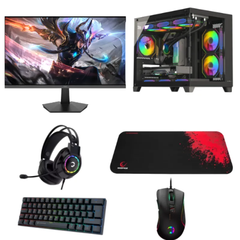 GAMING PC BUNDLE AMD RYZEN 5 7500F-16 GB DDR5 RAM-512 NVME SSD-16 GB RX 9060XT-GAMING EKİPMAN