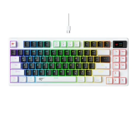 HAVİT GAMENOTE KB884 RGB LCD EKRANLI BROWN SWITCH BEYAZ MEKANİK GAMİNG KLAVYE