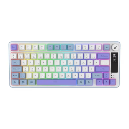 HAWK HK255 Membrane LCD RGB Kablosuz/Bluetooth Mavi Mor %75 Gaming Oyuncu Klavye