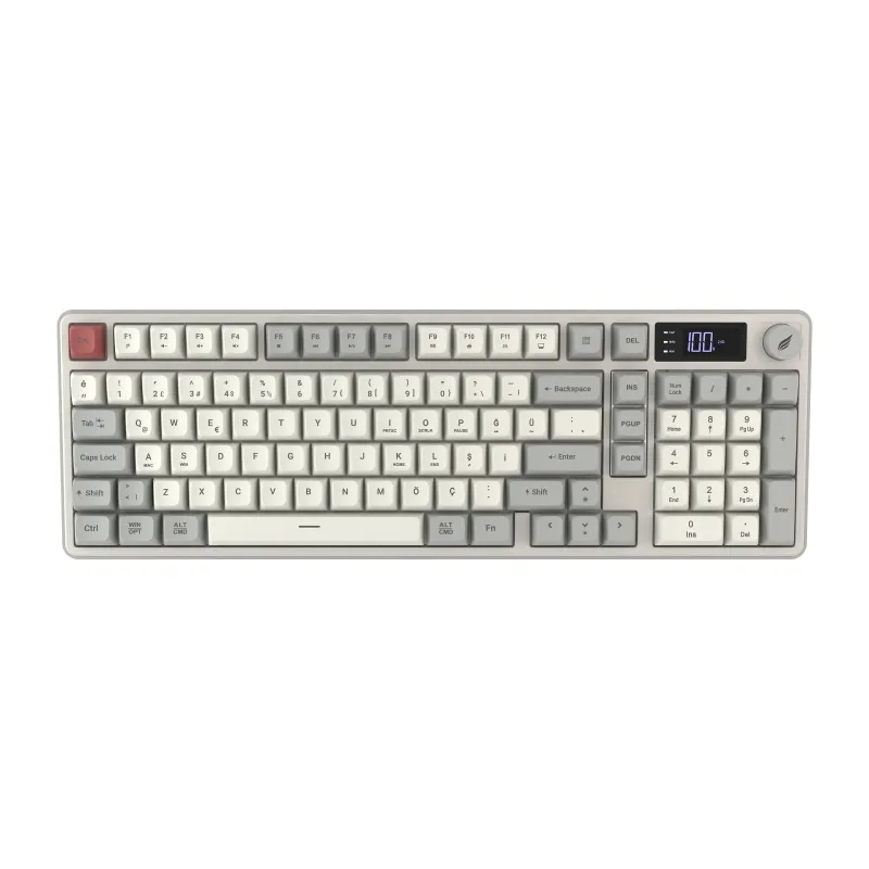 HAWK HK258RK GAMING HK258 MEMBRANE LCD RGB KABLOSUZ/BLUETOOTH KIRMIZI HAKİ FULL TÜRKÇE GAMING KLAVYE