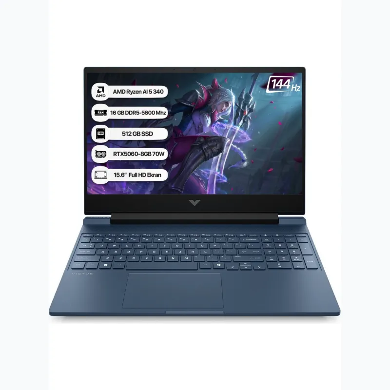 HP VICTUS CJ6L4EA AMD RYZEN AI 5-340 16 GB RAM 512 GB SSD 8 GB NVIDIA RTX 5060 15.6" FHD 144Hz GAMING LAPTOP