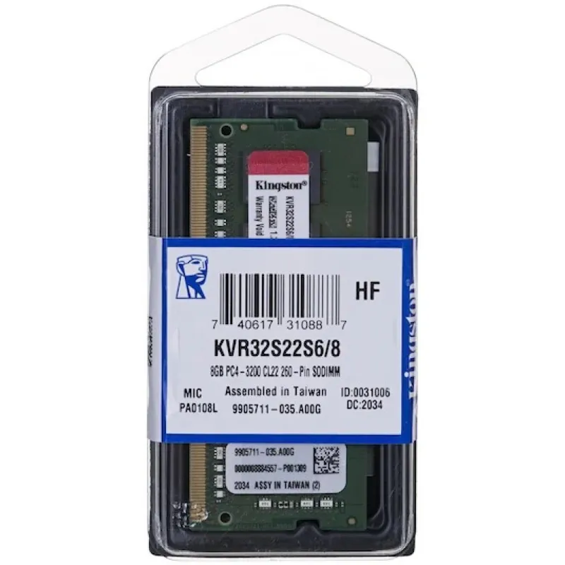 KINGSTON 8GB DDR4 3200 MHZ CL22 RAM