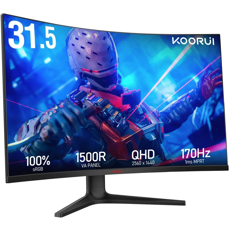 KOORUI 31.5" 32E6QC 2K CURVED GAMING CURVED 170Hz MONİTÖR SİYAH 1MS