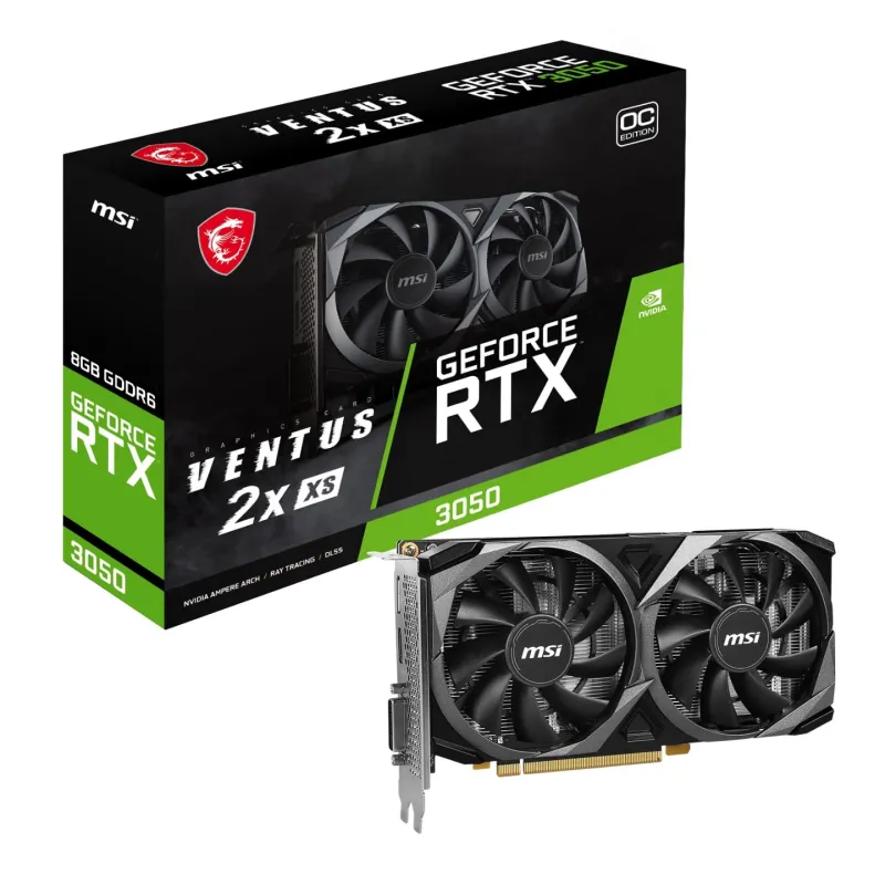 MSI VGA GEFORCE RTX 3050 VENTUS 2X XS 8G OC GDDR6 128B DX12 SİYAH