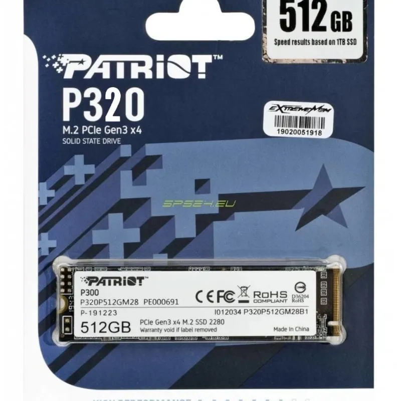 PATRIOT P320 GEN3 512GB SSD 3000/2200MB/s