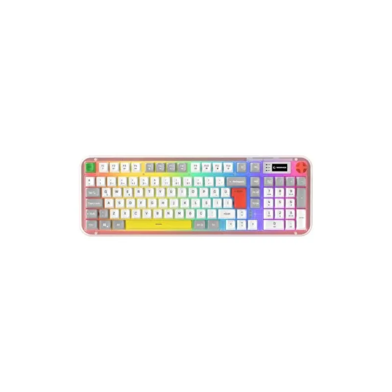 RAMPAGE Reflect 99 Beyaz Gri Sessiz RGB Membrane Kablolu Gaming Oyuncu Klavyesi