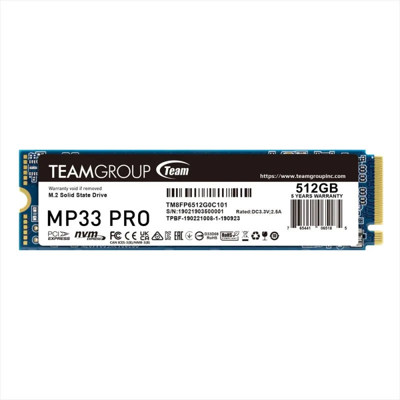 TEAMGROUP TEAM MP33 PRO 512GB 3500/3000MB/s NVMe PCIe Gen3x4 M.2 SSD