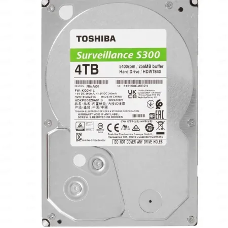 TOSHIBA 3,5" S300 4TB 256MB 5400RPM HDWT840UZSVA