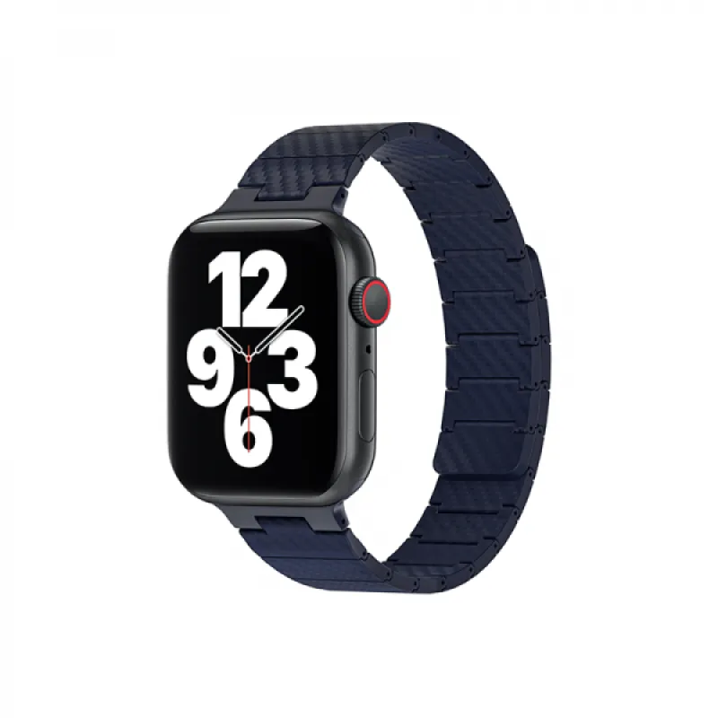 WIWU WB009 BLUE CARBON FIBER PATTERN MAGNETIC WATCH BAND 42-44-45-49MM